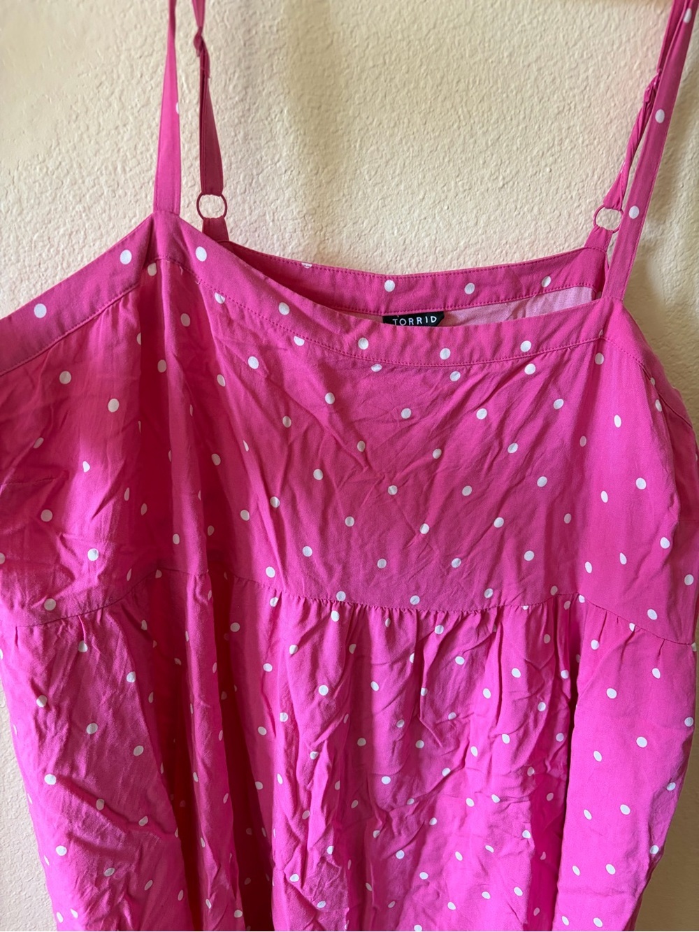 Torrid Mini Challis Sleeveless Sundress Pink Polka Dot Summer Plus Size Flowy - Picture 4 of 10